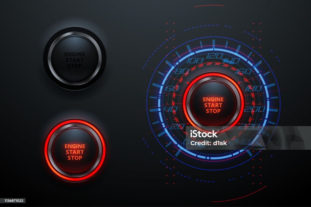 Start Stop Engine Button Stock Illustration - Download Image Now - Push ...