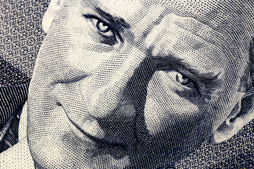 close up on ataturk portrait on banknote