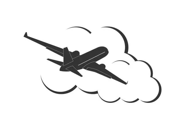 Vector illustration of Airplane in the clouds