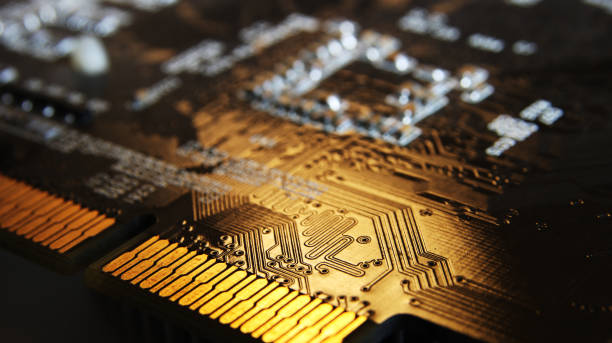 istock Close up of Electronic Circuits in Technology on Mainboard, system board or mobo. Computer motherboard, electronic components on circuits board, printed electronic board PCB 1136876513