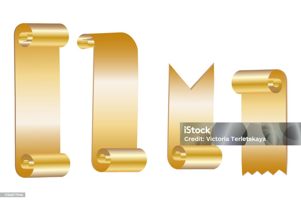 Simple Scroll Gold Gold Scroll Set Stock Illustration - Download Image Now - Antique, Art ...
