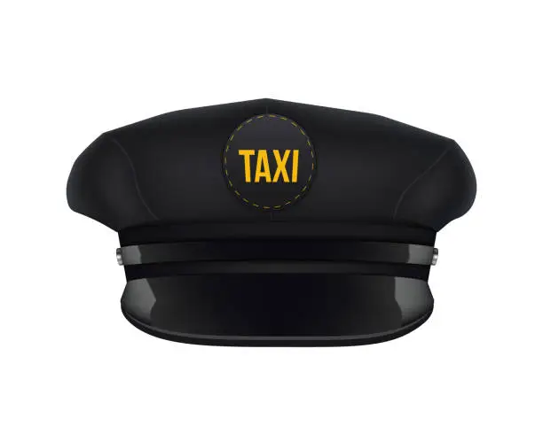 Vector illustration of Creative vector illustration of taxi driver cap with visor isolated on transparent background. Art design template. Abstract concept graphic element