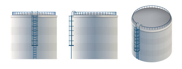 kreatywna ilustracja wektorowa zbiornika wody, zbiornika na ropę naftową izolowanego na przezroczystym tle. art design benzyna, benzina, szablon cylindra paliwa. abstrakcyjny element graficzny koncepcyjny - fuel storage tank stock illustrations