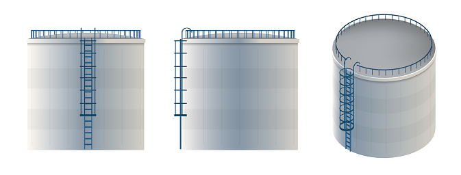 Creative vector illustration of water tank, crude oil storage reservoir isolated on transparent background. Art design gasoline, benzine, fuel cylinder template. Abstract concept graphic element.