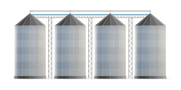 hình minh họa vector sáng tạo của kho lưu trữ silo nông nghiệp cho thang máy lưu trữ ngũ cốc được cách ly trên nền trong suốt. mẫu trang trại thiết kế nghệ thuật. khái niệm trừu tượng đồ họa lúa mì, - silo tank hình minh họa sẵn có