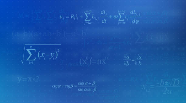 ilustrações, clipart, desenhos animados e ícones de ilustração criativa do vetor da equação da matemática, matemática, aritmética, fundo das fórmulas da física. tela do projeto da arte, molde do quadro-negro. elemento abstrato do gráfico do conceito - three dimensional shape symbol blackboard drawing