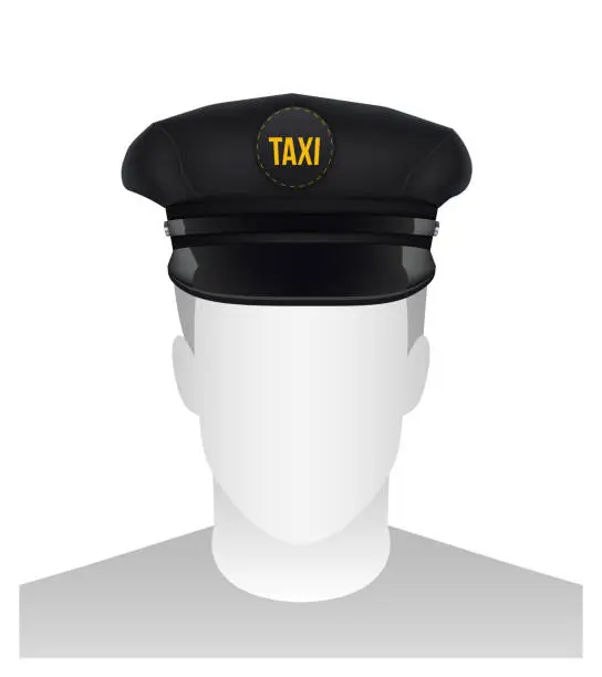 Vector illustration of Creative vector illustration of taxi driver cap with visor isolated on transparent background. Art design template. Abstract concept graphic element