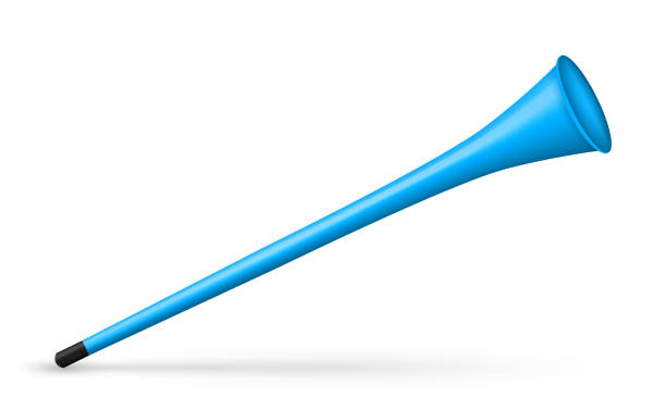 illustrazioni stock, clip art, cartoni animati e icone di tendenza di illustrazione vettoriale creativa della tromba vuvuzela, pipa, tromba per il calcio, appassionato di calcio isolato su sfondo trasparente. art design abstract concept graphic sport play element - vuvuzela