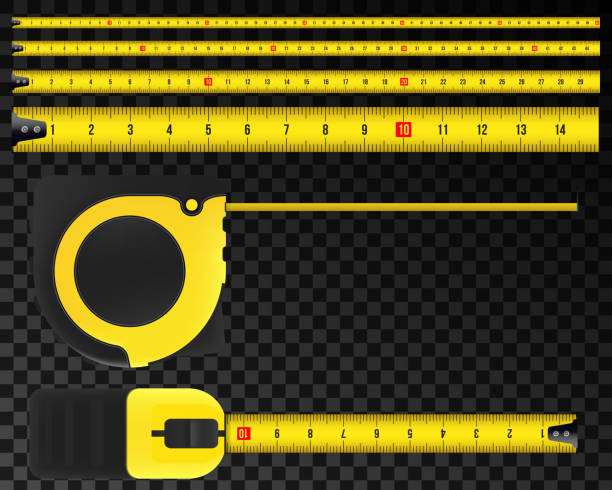 ilustrações de stock, clip art, desenhos animados e ícones de creative vector illustration of tape measure, measuring tool, ruler, meter isolated on transparent background. art design roulette template. abstract concept graphic element - ruler tape measure instrument of measurement centimeter