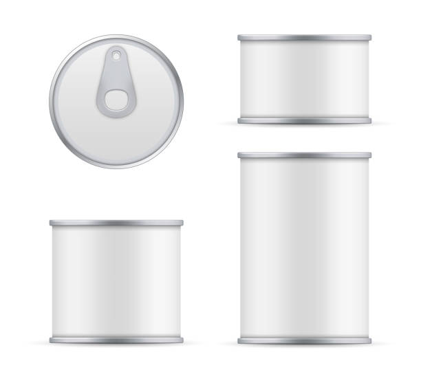 istock Creative vector illustration metal tin can of tuna top and front view isolated on transparent background. Art design food aluminum, steel packaging template mock up. Abstract concept graphic element 1136879104