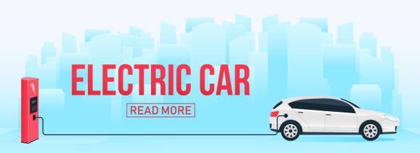 istock Creative vector illustration of electric charging future car, charger station isolated on transparent background. Art design electromobility e-motion template. Abstract concept graphic element 1136879276
