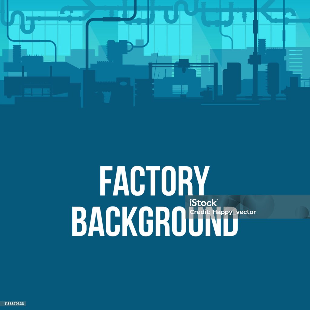 Illustration vectorielle créative de l'usine de fabrication de ligne industrielle SCEN fond d'intérieur. Art conception de la silhouette de l'industrie 4,0 modèle de zone. Élément graphique de concept abstrait - clipart vectoriel de Produire libre de droits