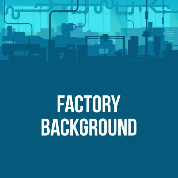 Vector illustration of Creative vector illustration of factory line manufacturing industrial plant scen interior background. Art design the silhouette of the industry 4.0 zone template. Abstract concept graphic element