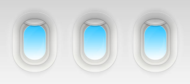 istock Creative vector illustration of flight airplane window, blank plane portholes isolated on transparent background. Art design aircraft open and closed illuminator. Abstract concept graphic element 1136879406