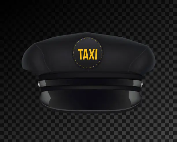 Vector illustration of Creative vector illustration of taxi driver cap with visor isolated on transparent background. Art design template. Abstract concept graphic element