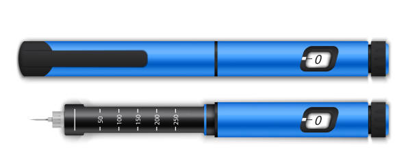 illustrations, cliparts, dessins animés et icônes de illustration vectorielle créative d'équipement de stylos de insuline et test sanguin de niveau de glucose pour des diabétiques sur le fond. modèle de maladie de traitement de diabète de conception d'art. élément graphique de concept abstrait - meter diabetes blood scrutiny