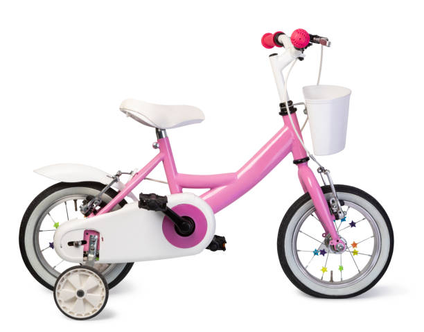 pink bicycle for children isolated on white background