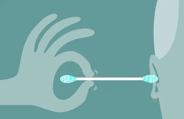 Vector illustration of Removing earwax