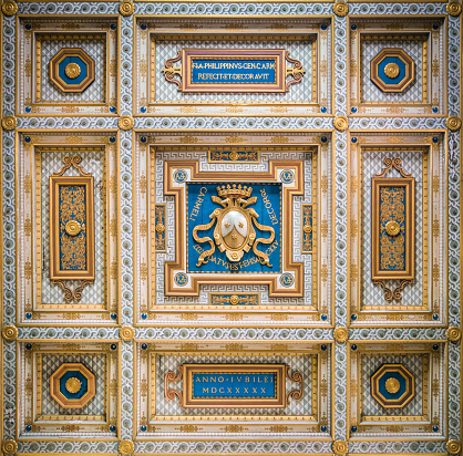 Carmelite Coat of Arms in the ceiling of San Martino ai Monti Church in Rome, Italy.