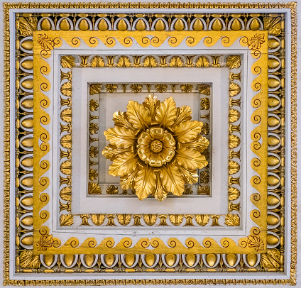 Golden floral decoration from the ceiling of the Basilica of Saint Paul Outside the Walls, in Rome.