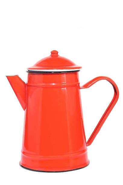 istock Red vintage teapot, isolated on white 113688839
