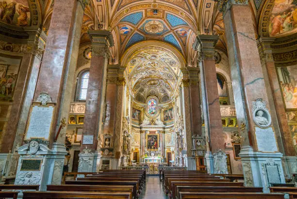 Main nave of the Church of Santa Maria dell'Anima, in Rome, Italy.
