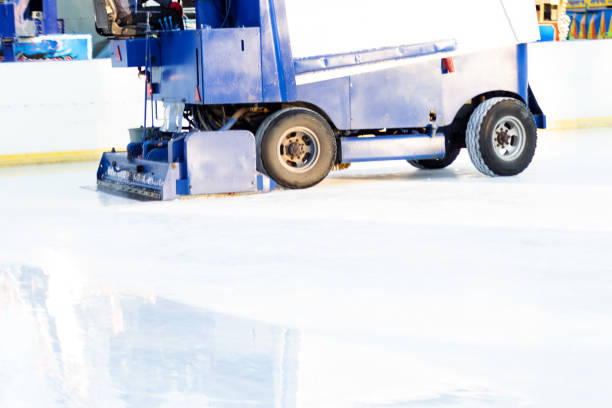 istock ice-filling machine. ice polishing process at the rink. Ice machine (also a resource or ice-filling machine) 1136892362