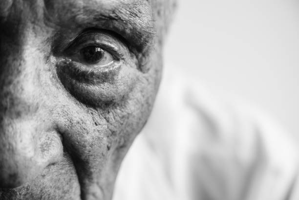 days of grays - portrait black and white senior men wisdom imagens e fotografias de stock