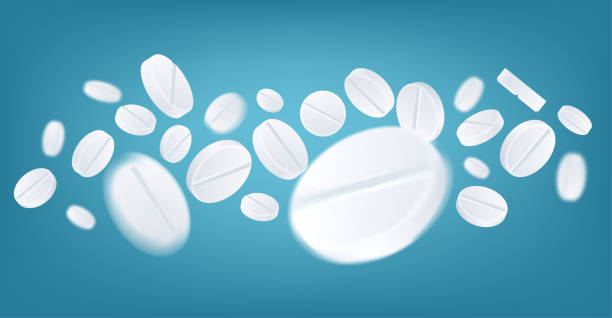 белые круглые таблетки - straggling stock illustrations