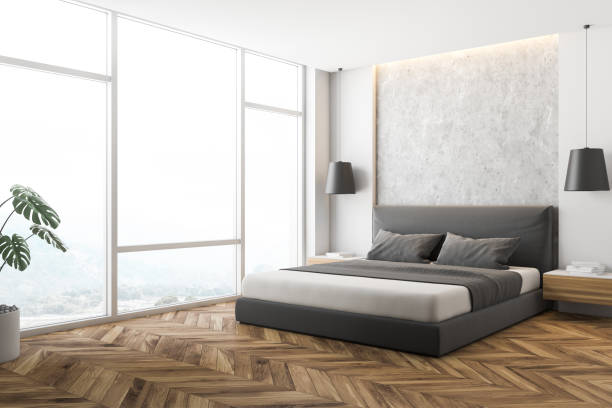 istock White and stone bedroom corner with window 1136897754