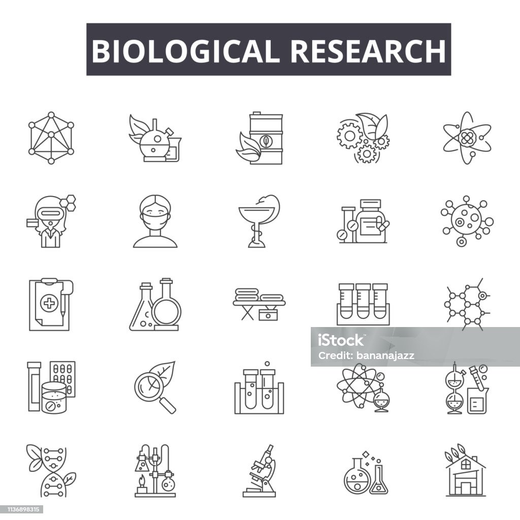 Biological research line icons for web and mobile design. Editable stroke signs. Biological research  outline concept illustrations Biological research line icons for web and mobile. Editable stroke signs. Biological research  outline concept illustrations Icon Symbol stock vector