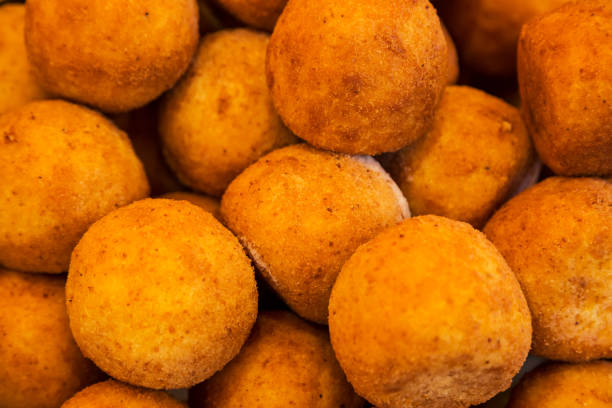 istock Soft focus of fresh potato croquettes background. 1136898542