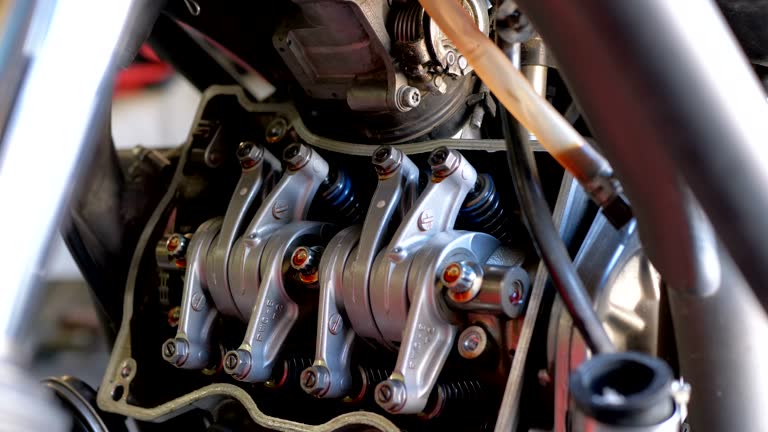 Valves and Valve Mechanisms in Motorcycle Engine. Camshaft motorcycle engine