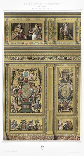 bibliothèque de l 'arsenal, paris, fransa 'dan resimler dekoratif boya 1897 - arsenal stock illustrations