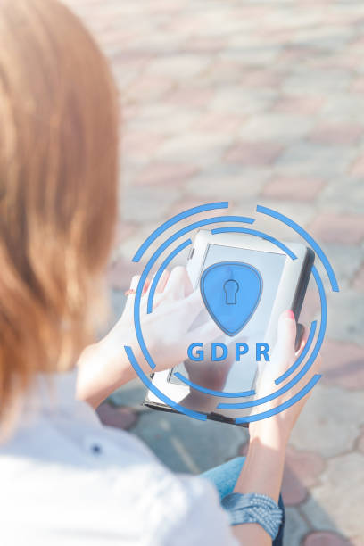 istock Data protection and security important information in your mobile phone, Woman hand using smartphone. 1136909053