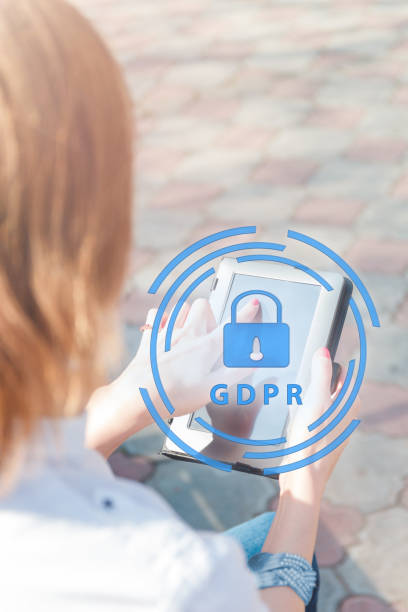 istock Data protection and security important information in your mobile phone, Woman hand using smartphone. 1136909055