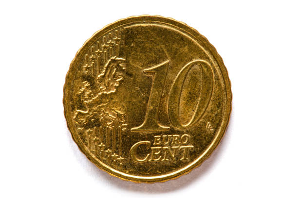 istock Coin 10 eurocents, top view, macro, isolate 1136909934