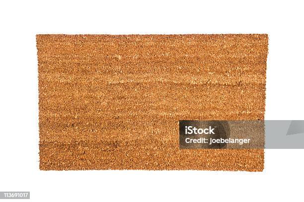 Closeup Of Generic Doormat On White Background Stock Photo - Download Image Now - Doormat, Directly Above, Cut Out