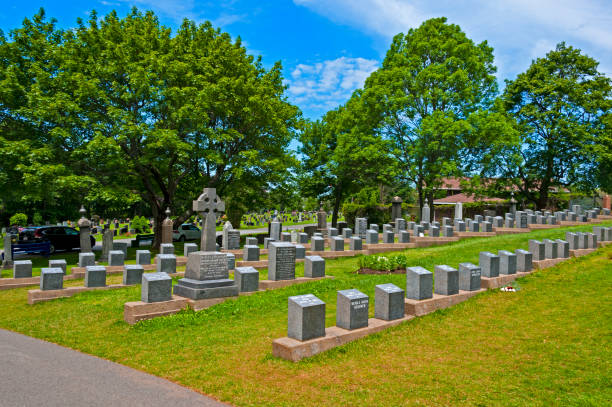 Halifax, Canada - July 2, 2017: Fairview Lawn Cemetery is a final resting place for victims of the Titanic