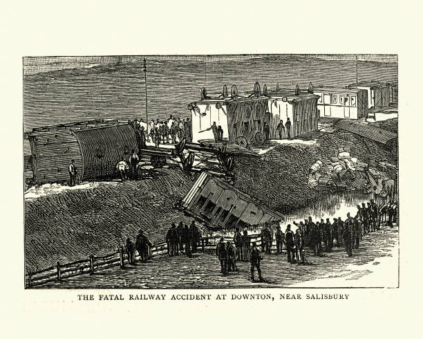 ilustrações de stock, clip art, desenhos animados e ícones de fatal railway accident at downton, near salisbury, 19th century - fatal accident illustrations