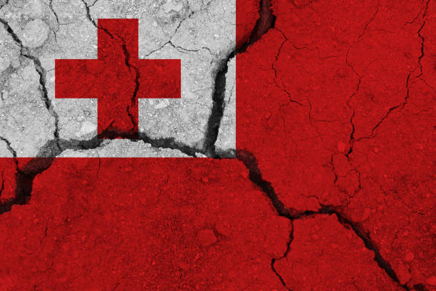 istock Tonga flag on the cracked earth 1136916442
