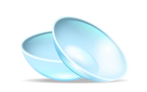 istock Pair of Blue Transparent Eye Contact Lenses Vector 1136918009