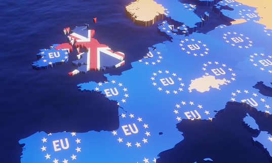Europe map with European Union flag. Digitally Generated Image