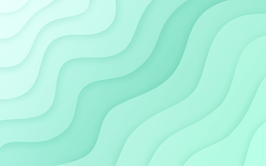 Light layered topographic abstract ripples mint waves background.