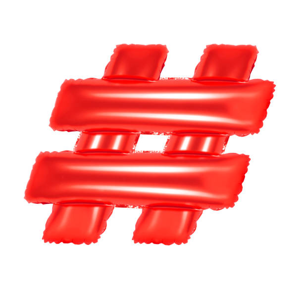 istock red alphabet balloons, hashtag sign 1136932053