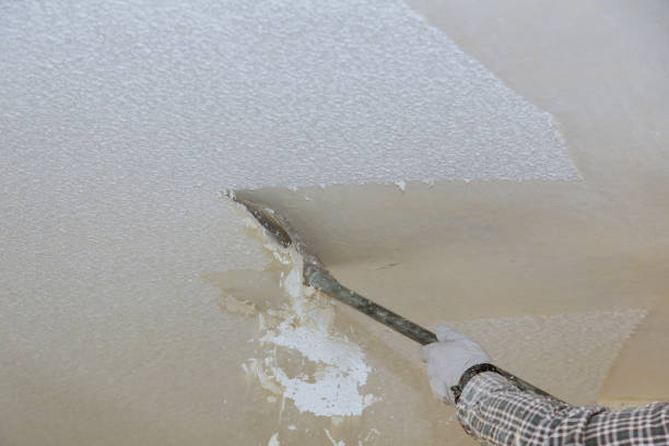 istock Take off in the popcorn ceiling home wall texture removal 1136932957