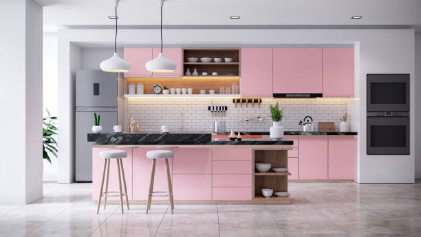 istock A Cozy and Modern coral kitchen room interior .3d render 1136936444