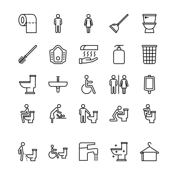 Set of toilet sign icon Set of toilet sign icon vector illustration non gender figure stock illustrations