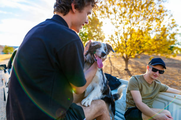 istock Young Adults Playing With a Farm Dog 1136938678