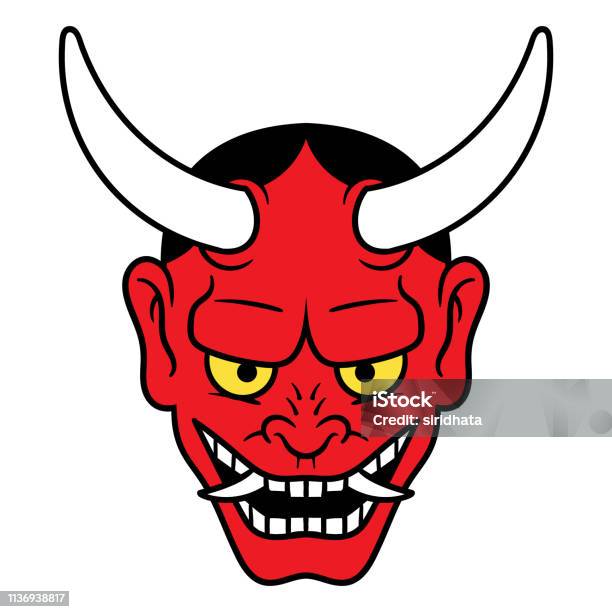 Cartoon Japanese Oni Stock Illustration - Download Image Now - Demon - Fictional Character, Hannya Mask, Mask - Disguise